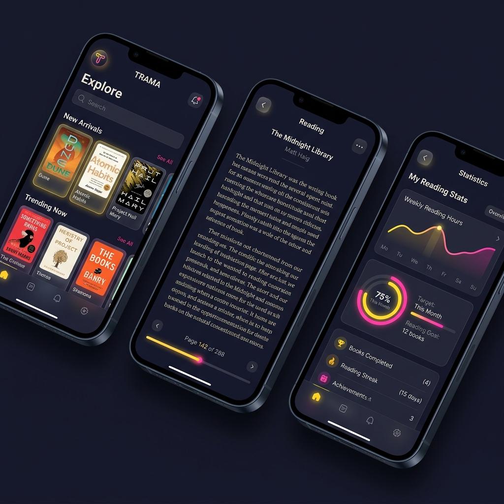 Interface do aplicativo mobile Trama