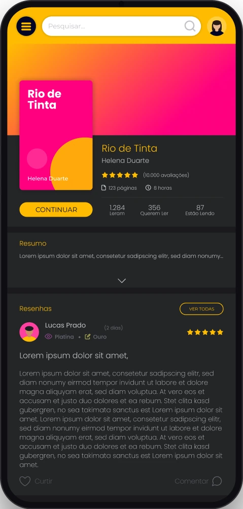 Página de um livro: capa, avaliação, resumo e resenhas